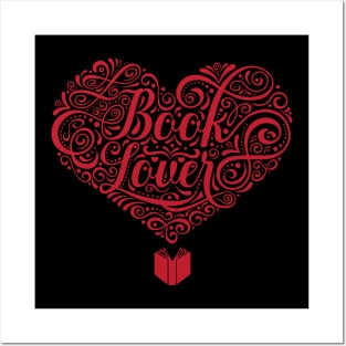 Book Lover Typography Heart Posters and Art